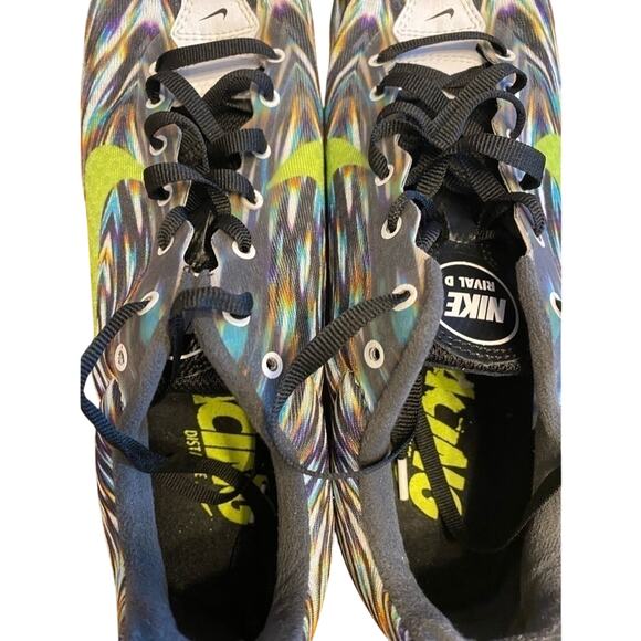 Women's 10.5 NIKE Rival D Running Spike Racing Running Shoe Colorful Neon Track - Picture 6 of 8
